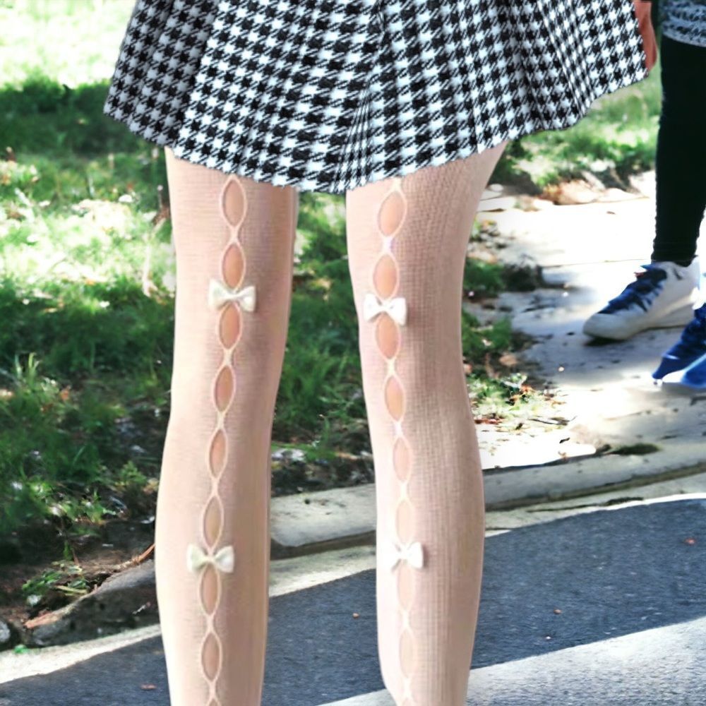 High Waist Cut Out Satin Bows Kawaii Tights NEW